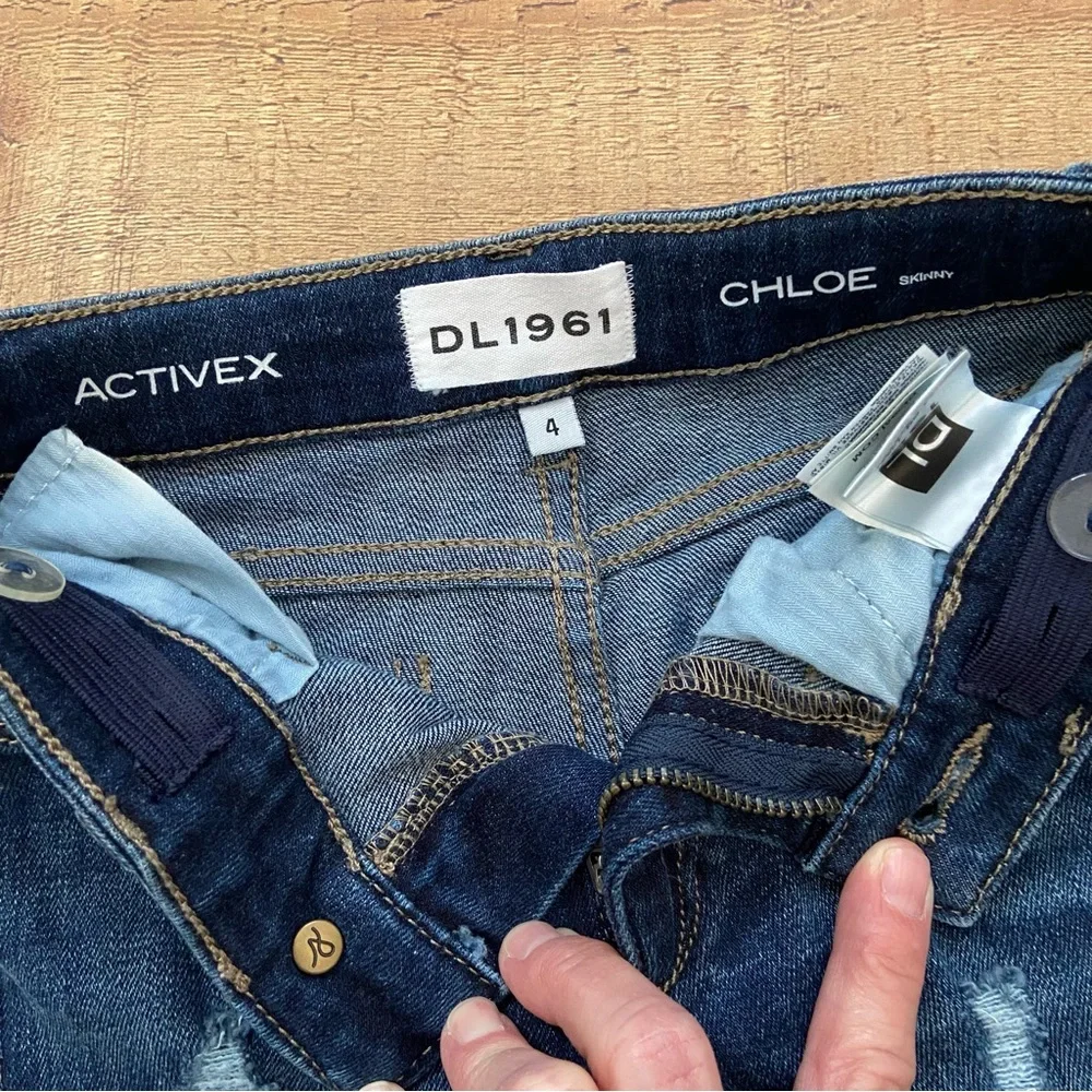 JEANS DL 1966 CHLOE Active X Skinny Distressed Jeans (Kids) Adjustable Waist